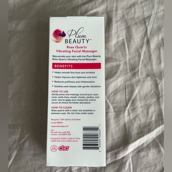 NWT Plum Beauty Anti Aging Rose Quartz Vibrating Facial Massager - Picture 2 of 4